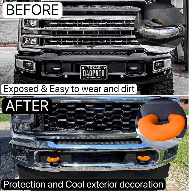 Yinnianets Custom Tow Hook Covers Fits for 2017-2026 Ford Super Duty F250 F350 F450,Tow Hitch Cover Car Tow Hooks Compatible with F250 F350 F450 Accessories 2017-2026 (Orange) - Image 3
